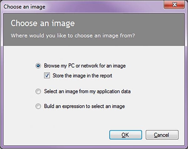 choose image report designer