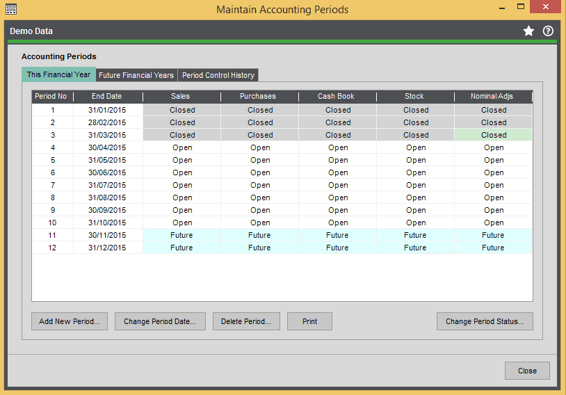 Sage 200 Reconciliation - Accounting Periods