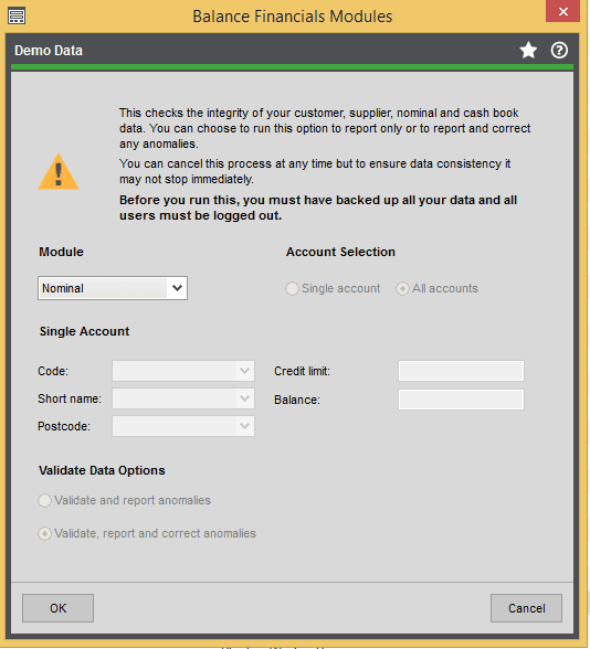 Sage 200 Reconciliation - Balance Ledgers