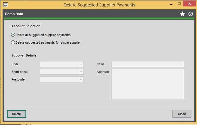 Delete Suggested Payments