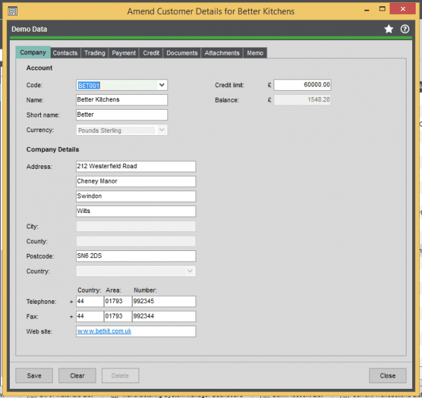Fields in Customer Details