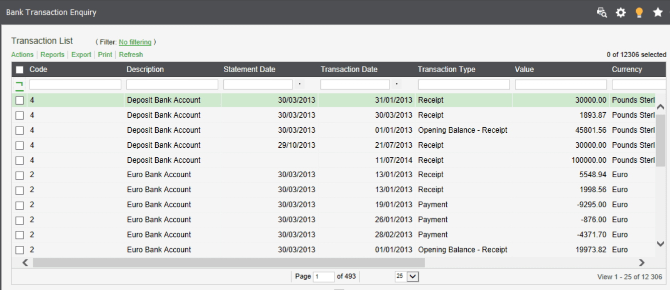 Bank Reconciliation - Statement Date