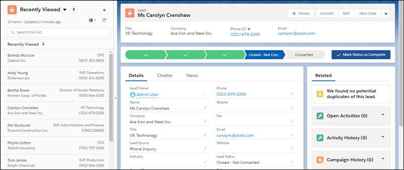 Sage Financials and Salesforce Summer Upgrade - Split View Opened Record