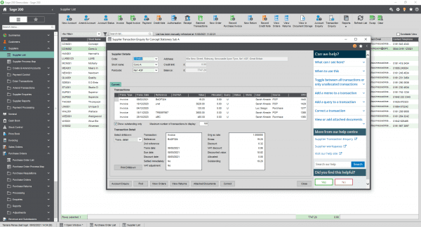 stop duplicate entries with purchasing for sage 200