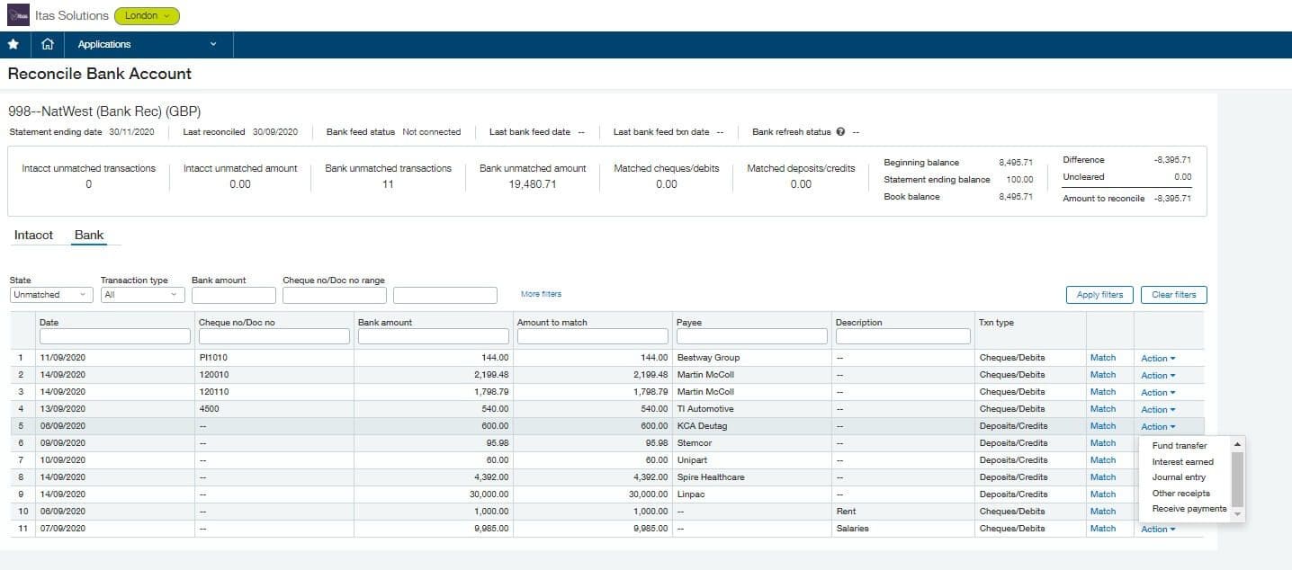 Sage Intacct 2021 R1 Update - Enhancements for bank feeds