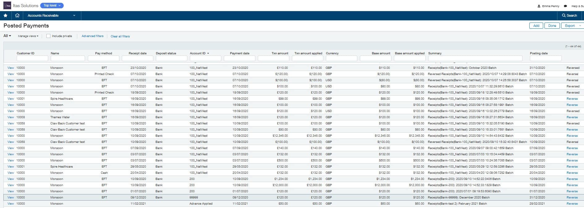 Sage Intacct 2021 R1 Update - Posted Payments