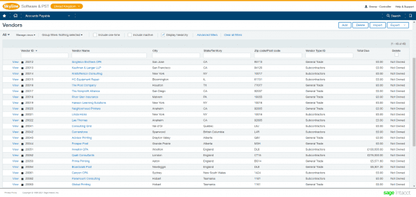 Sage Intacct share customers suppliers and contacts across entities