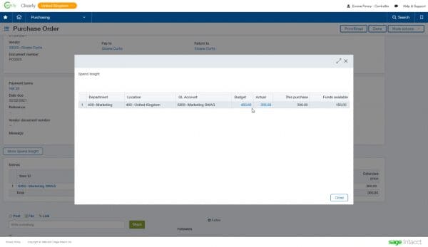 Sage Intacct spend insight tool