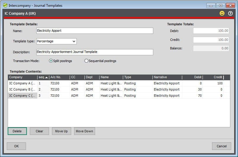 intercompany journals for sage 200