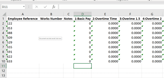 Excel Spreadsheet