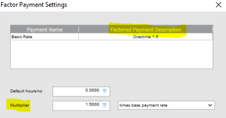Factor Payment Settings