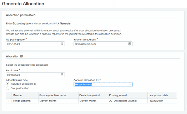 sage intacct dynamic allocation generate allocation calculations