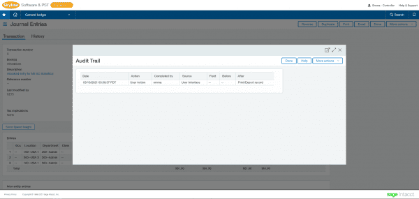 sage intacct full audit trail