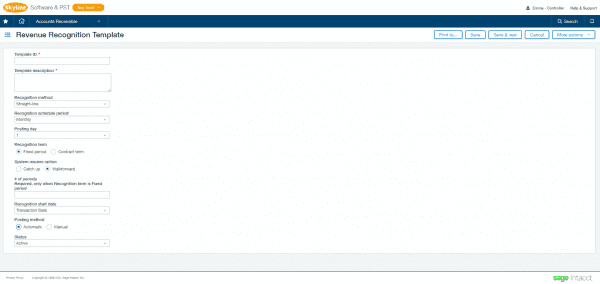 sage intacct - revenue recognition automatically run recognition journals