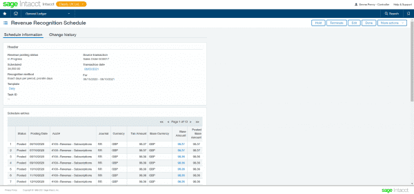 sage intacct revenue recognition - transaction drilldown