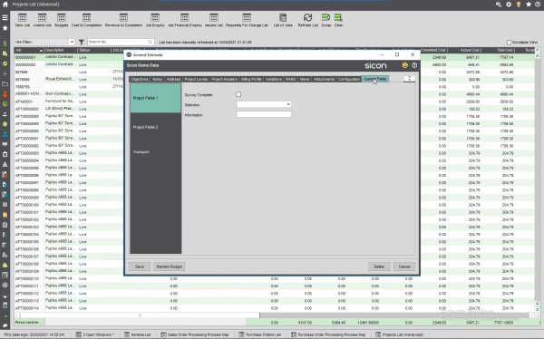 Sage 200 custom fields