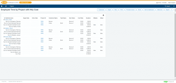 sage intacct - calculate costs on an hourly or salary basis