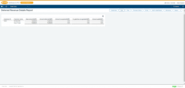 Sage Intacct Deferred revenue