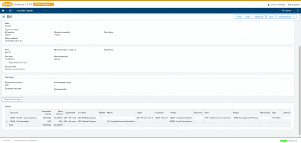 sage intacct - link costs to the project and task
