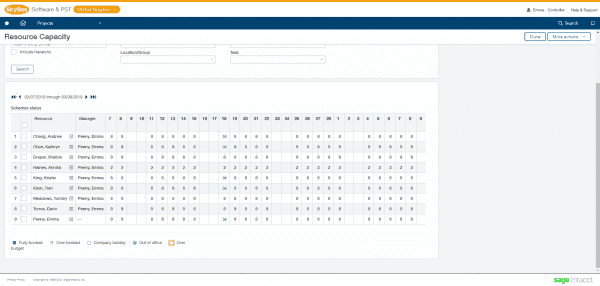 sage intacct - projects resource capacity