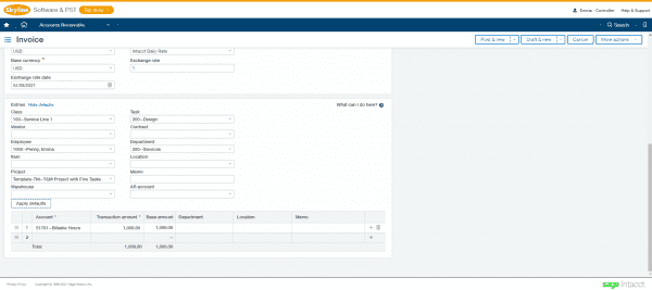 sage intacct - tag purchaes sales and journals to projects