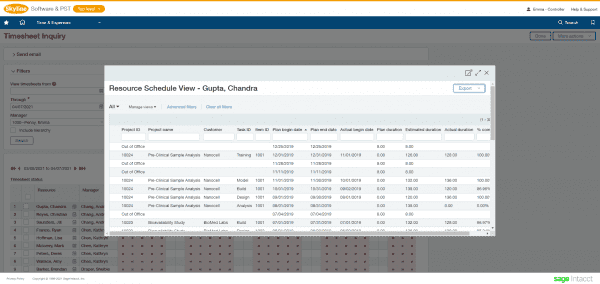 sage intacct - track employee hours against projects