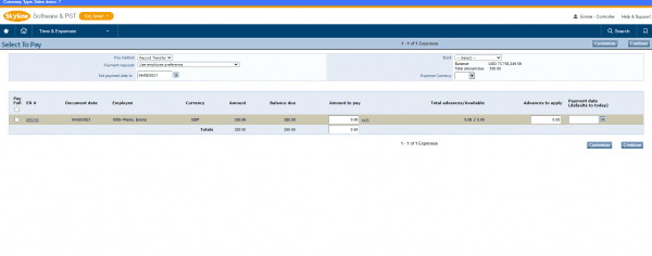 sage intacct - reimburse expenses and generate bank files