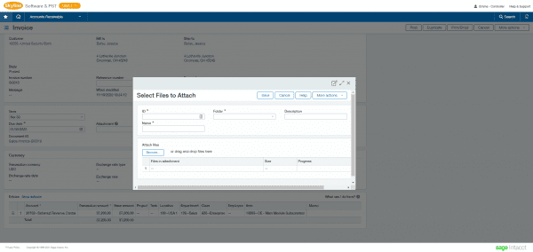 Sage Intacct accounts receivable - attach supported documents to transactions