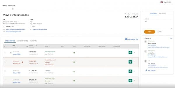 Sage Intacct Credit Control - YayPay - Customer portal