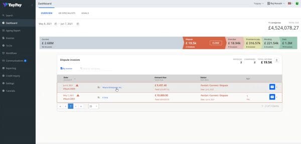 Sage Intacct Credit Control - YayPay - Dashboards integrate with Sage Intacct