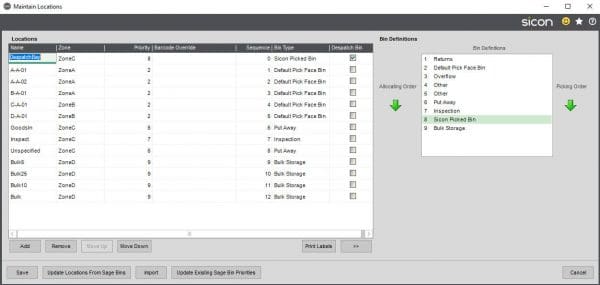 Sage 200 barcoding and warehousing - Maintain Warehouse Locations