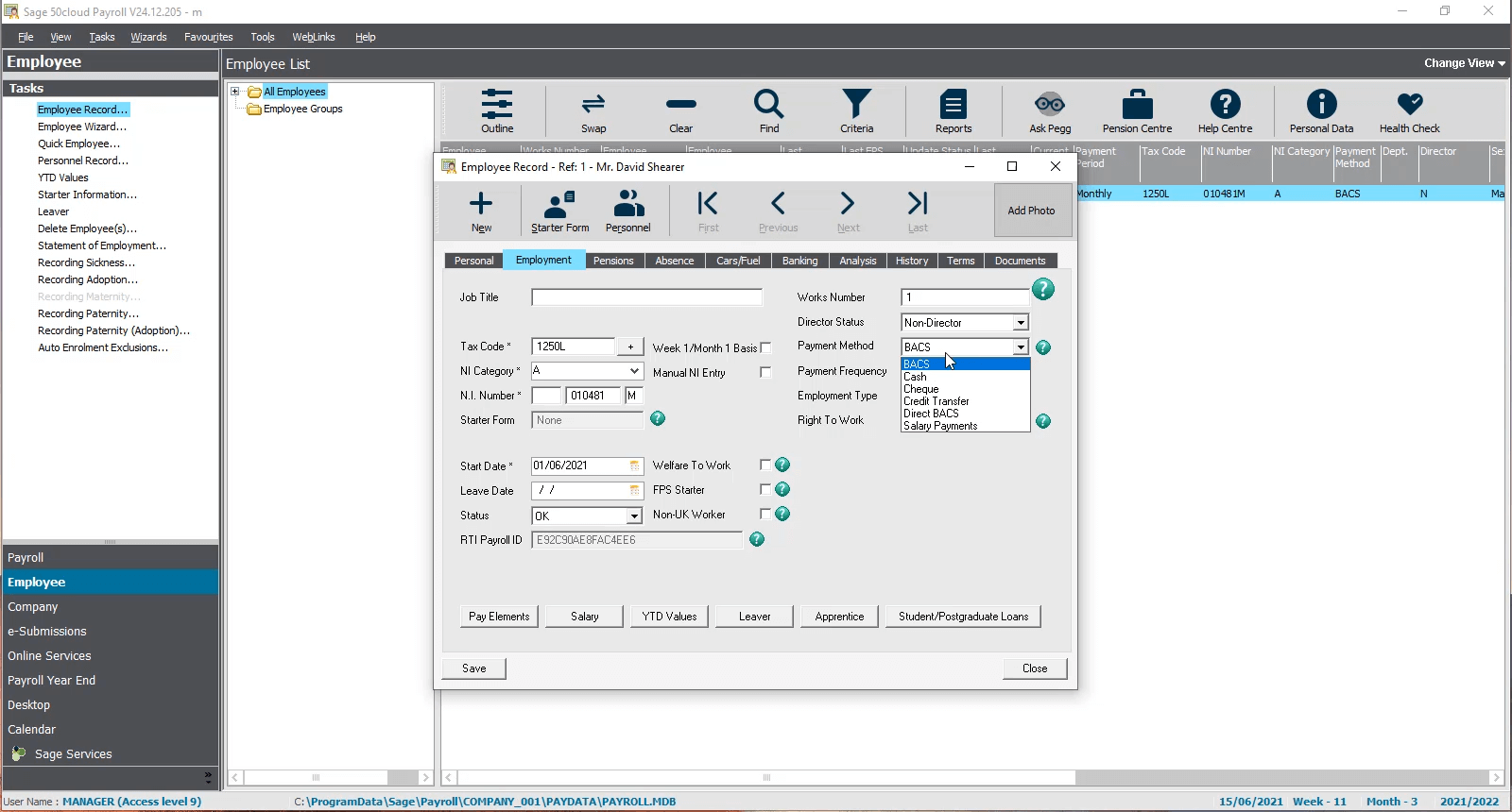 Sage 50 Payroll eBanking-Screenshot-Payment-Method
