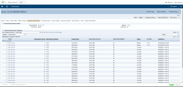 Sage Intacct Fixed Assets - depreciation schedule