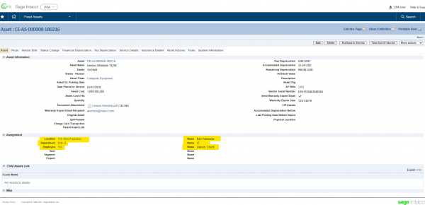 Sage Intacct Fixed Assets - tagging