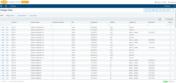 sage intacct usage billing - contract modules