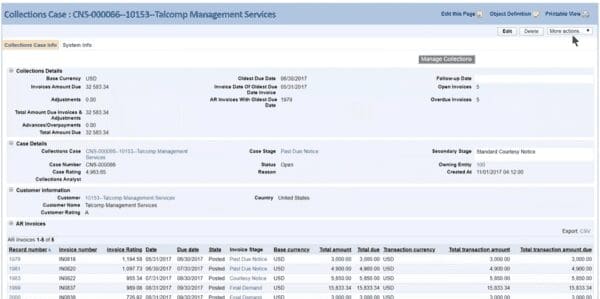 Sage Intacct collections module - collection cases