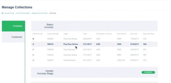 Sage Intacct collections module - mass update invoices