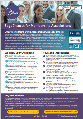 Sage Intacct for Membership Association Datasheet