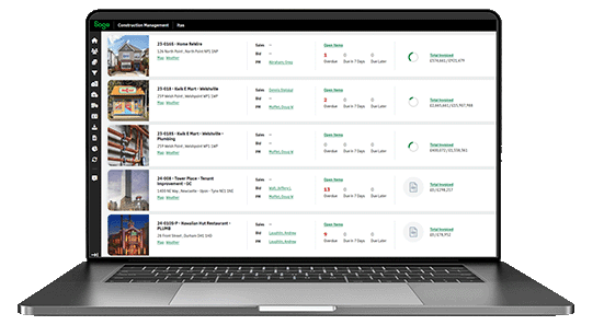 Sage 200 construction dashboard mockup