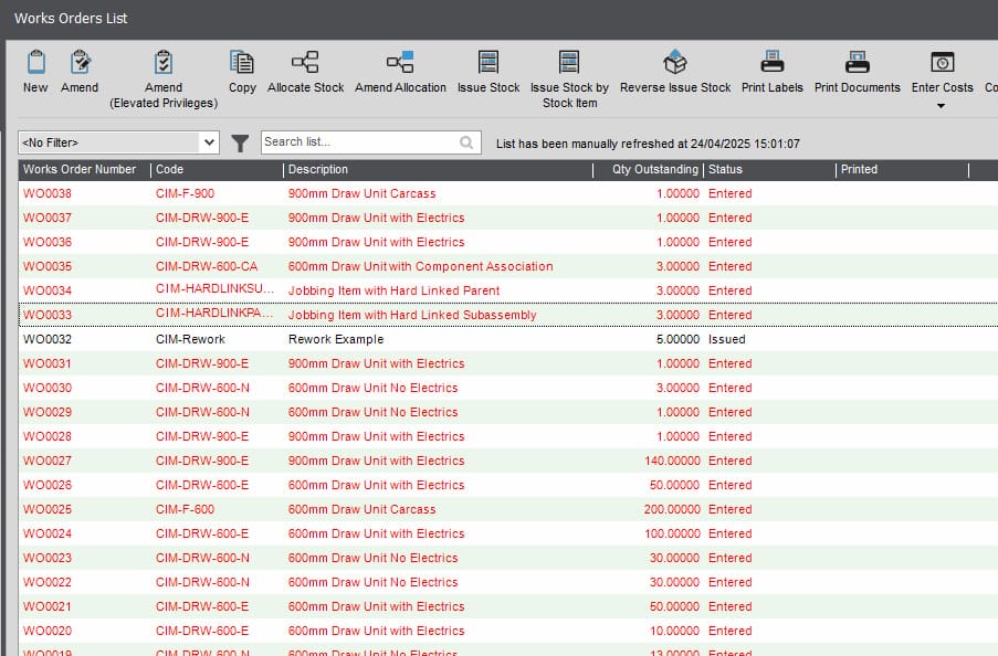 Works Orders – Create, track and manage works orders with real-time insights and full traceability.