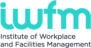 The Institute of Workplace and Facilities Management (IWFM) logo in black with turquoise lettering on a transparent background.